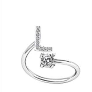 Rhinestone CZ letter “L” silver tone ring. Brand New